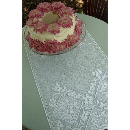 Heritage Lace Chantilly 14 x 48 in. Fringed Runner - White CN-1448W